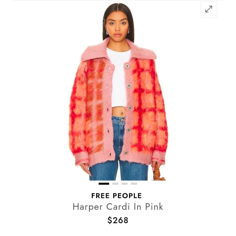 Free People Harper Cardi In Pink size xs $268msrp